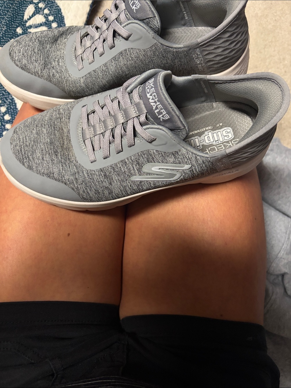 Skechers Women's Gray Knit Slip-On Sneakers